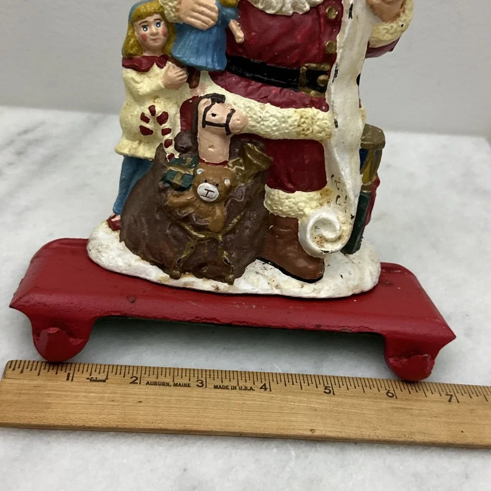 Vintage Cast Iron Christmas Stocking Hanger Double Hook Santa Claus Toys